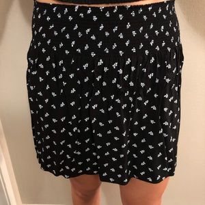 Black Flower Mini Skirt